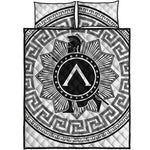 Black And White Spartan Warrior Print Quilt Bed Set
