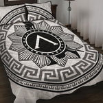 Black And White Spartan Warrior Print Quilt Bed Set