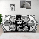 Black And White Spartan Warrior Print Sofa Cover