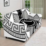 Black And White Spartan Warrior Print Sofa Cover