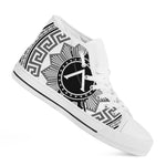 Black And White Spartan Warrior Print White High Top Shoes