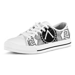 Black And White Spartan Warrior Print White Low Top Shoes