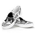 Black And White Spartan Warrior Print White Slip On Sneakers