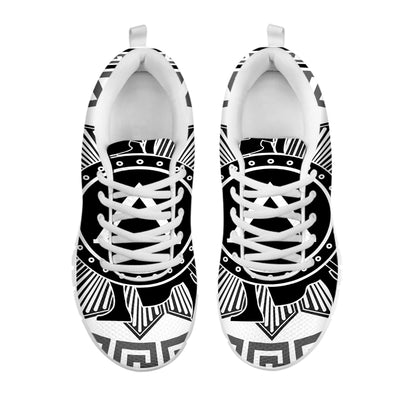 Black And White Spartan Warrior Print White Sneakers
