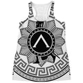 Black And White Spartan Warrior Print Women's Racerback Tank Top