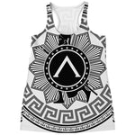Black And White Spartan Warrior Print Women's Racerback Tank Top