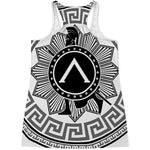 Black And White Spartan Warrior Print Women's Racerback Tank Top