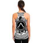 Black And White Spartan Warrior Print Women's Racerback Tank Top