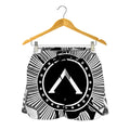 Black And White Spartan Warrior Print Women's Shorts