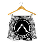Black And White Spartan Warrior Print Women's Shorts