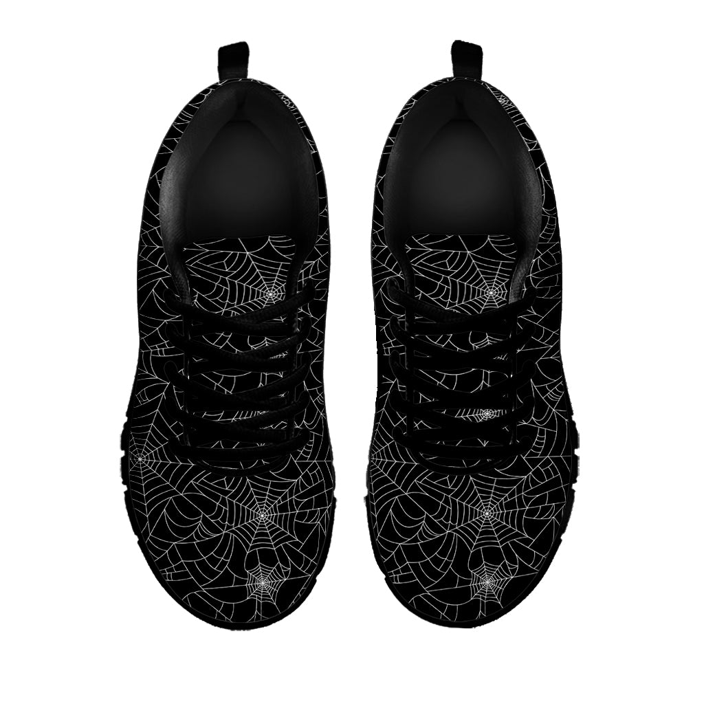 Black And White Spider Web Pattern Print Black Sneakers