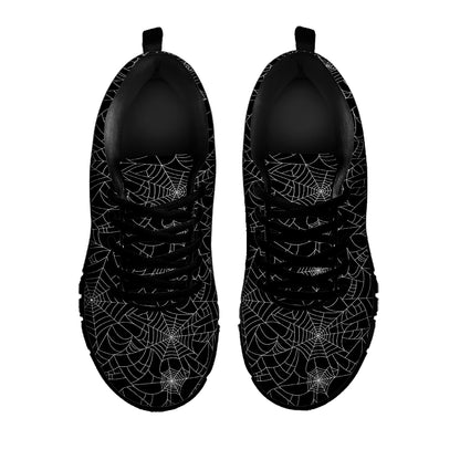 Black And White Spider Web Pattern Print Black Sneakers