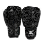 Black And White Spider Web Pattern Print Boxing Gloves