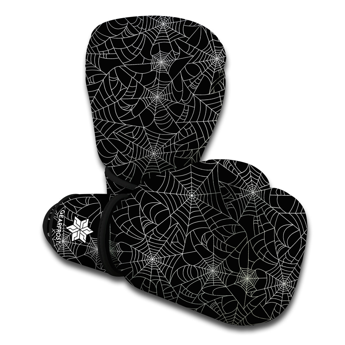 Black And White Spider Web Pattern Print Boxing Gloves