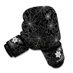 Black And White Spider Web Pattern Print Boxing Gloves