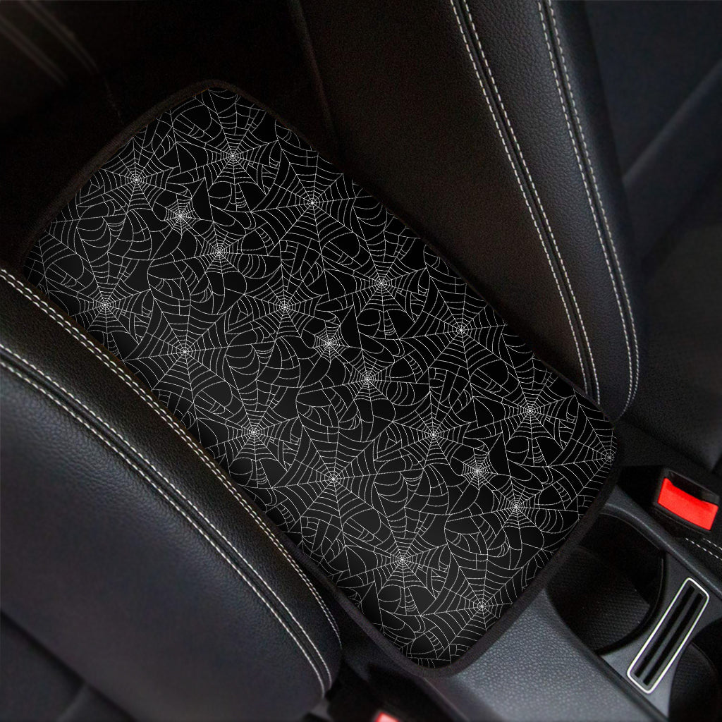 Black And White Spider Web Pattern Print Car Center Console Cover