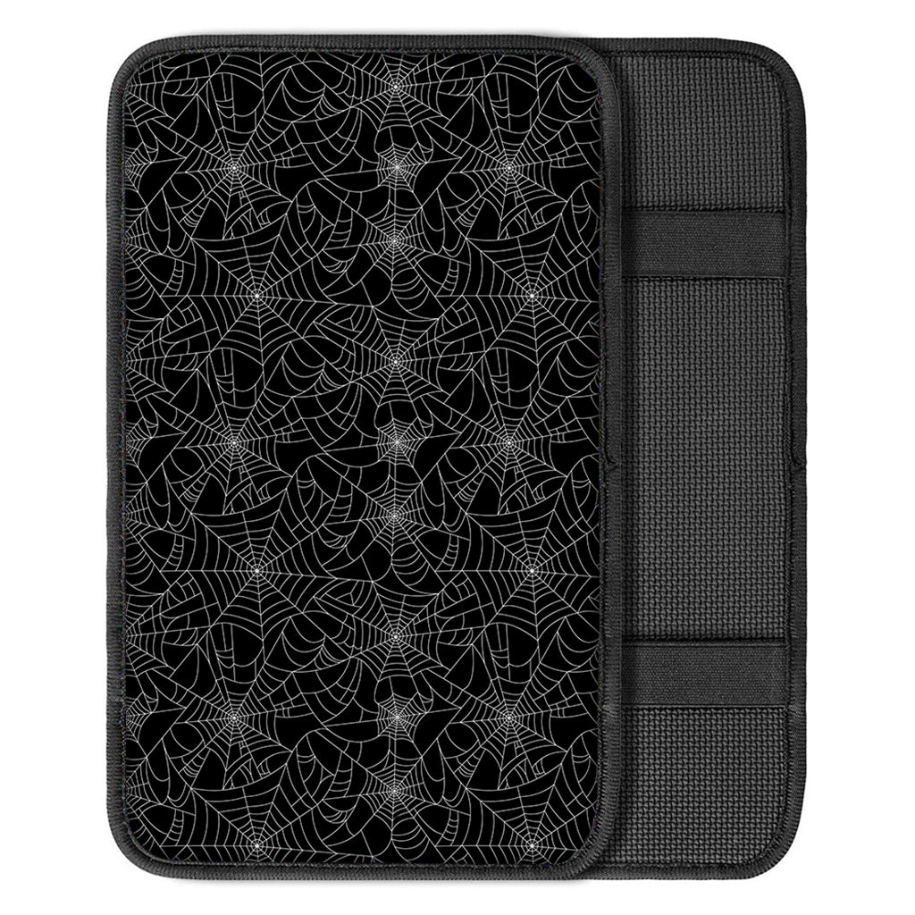 Black And White Spider Web Pattern Print Car Center Console Cover
