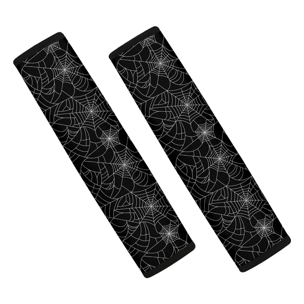 Black And White Spider Web Pattern Print Car Seat Belt Covers
