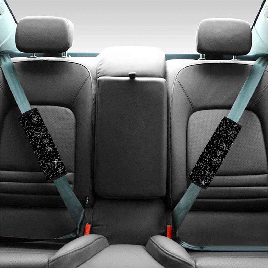 Black And White Spider Web Pattern Print Car Seat Belt Covers