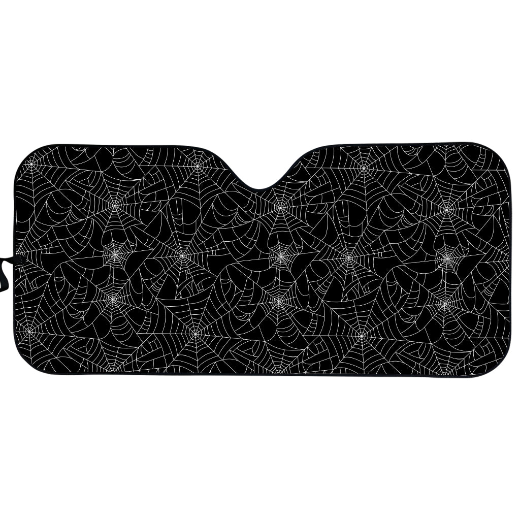 Black And White Spider Web Pattern Print Car Sun Shade