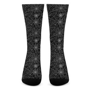 Black And White Spider Web Pattern Print Crew Socks