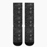 Black And White Spider Web Pattern Print Crew Socks