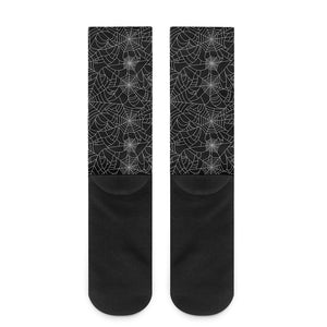 Black And White Spider Web Pattern Print Crew Socks