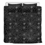 Black And White Spider Web Pattern Print Duvet Cover Bedding Set