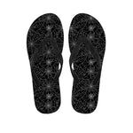 Black And White Spider Web Pattern Print Flip Flops