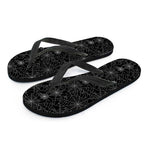 Black And White Spider Web Pattern Print Flip Flops