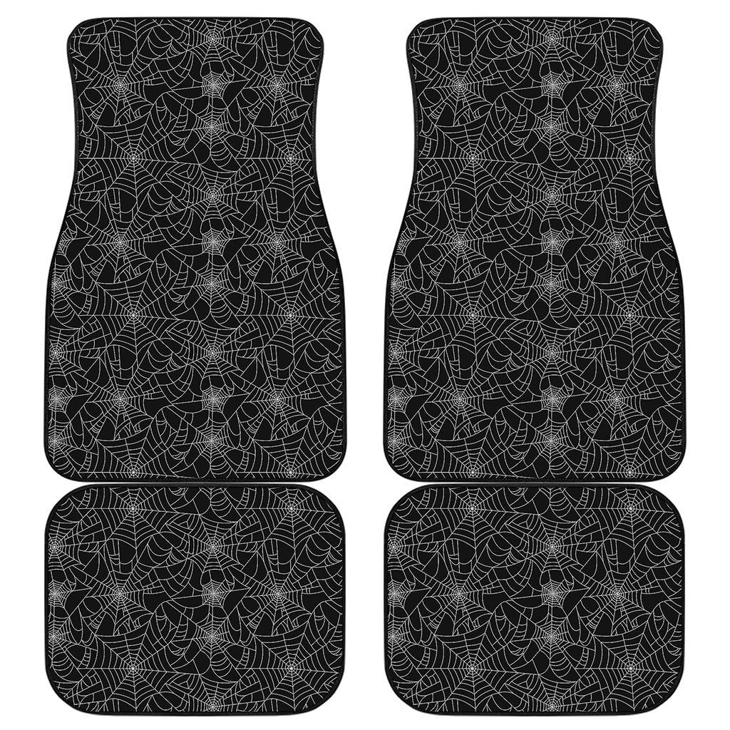 Black And White Spider Web Pattern Print Front and Back Car Floor Mats