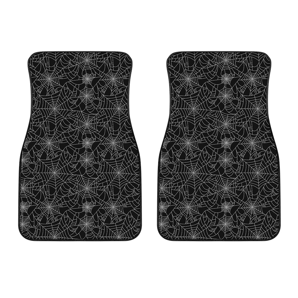 Black And White Spider Web Pattern Print Front Car Floor Mats