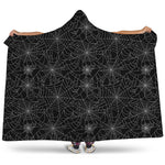 Black And White Spider Web Pattern Print Hooded Blanket