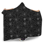 Black And White Spider Web Pattern Print Hooded Blanket