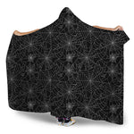 Black And White Spider Web Pattern Print Hooded Blanket