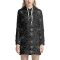 Black And White Spider Web Pattern Print Pullover Hoodie Dress