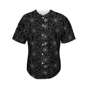 Black And White Spider Web Pattern Print Men's Baseball Jersey