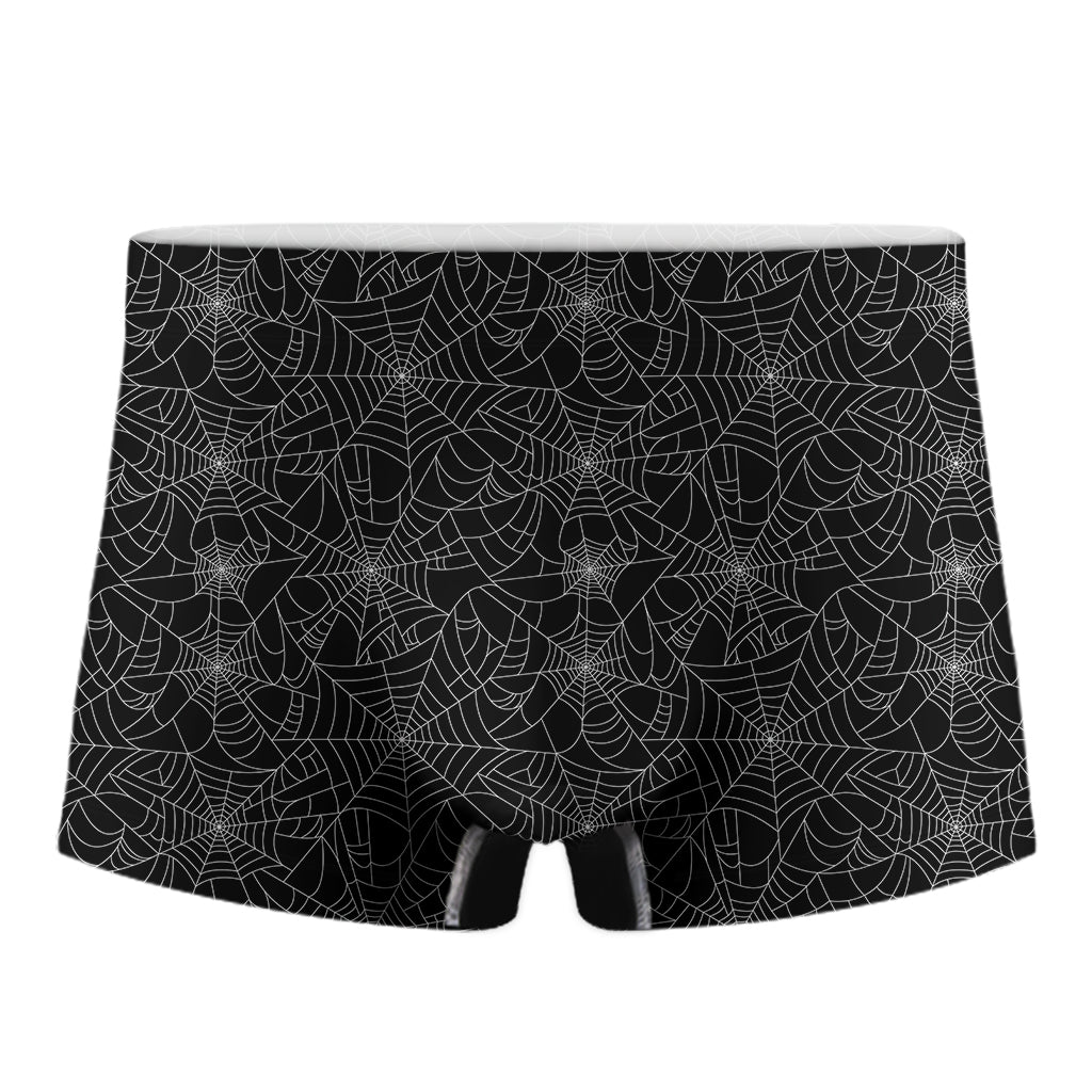 Black And White Spider Web Pattern Print Men's Boxer Briefs