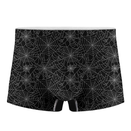Black And White Spider Web Pattern Print Men's Boxer Briefs