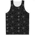Black And White Spider Web Pattern Print Men's Tank Top