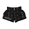 Black And White Spider Web Pattern Print Muay Thai Boxing Shorts