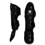 Black And White Spider Web Pattern Print Muay Thai Shin Guard