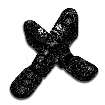 Black And White Spider Web Pattern Print Muay Thai Shin Guard