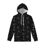 Black And White Spider Web Pattern Print Pullover Hoodie