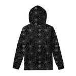 Black And White Spider Web Pattern Print Pullover Hoodie