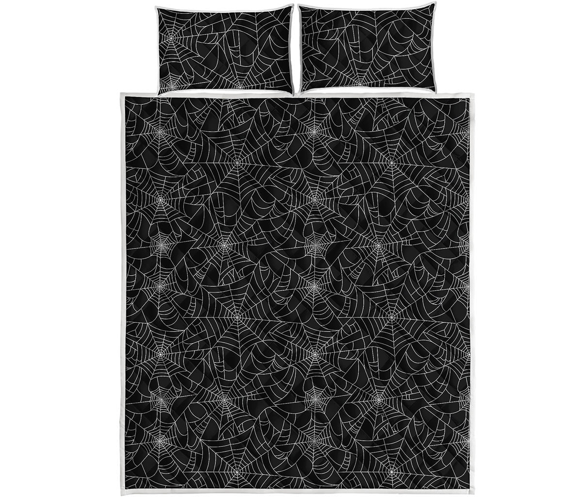 Black And White Spider Web Pattern Print Quilt Bed Set