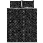 Black And White Spider Web Pattern Print Quilt Bed Set