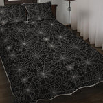 Black And White Spider Web Pattern Print Quilt Bed Set