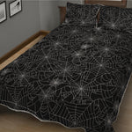Black And White Spider Web Pattern Print Quilt Bed Set