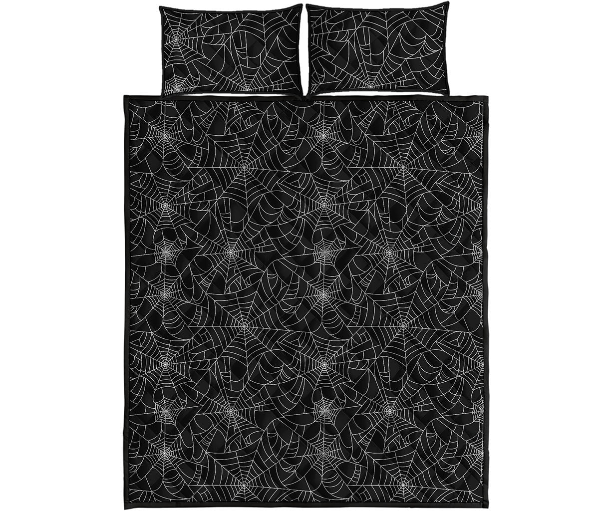 Black And White Spider Web Pattern Print Quilt Bed Set